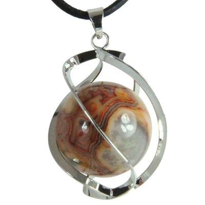 Pendentif spirale avec boule de 20mm d'agate crazy lace Mexique A