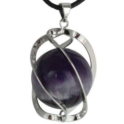 Spiral pendant with 20mm amethyst ball Brazil A