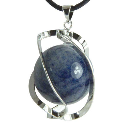 Pendentif spirale avec boule de 20mm d'aventurine bleue ou quartz bleu Brésil A