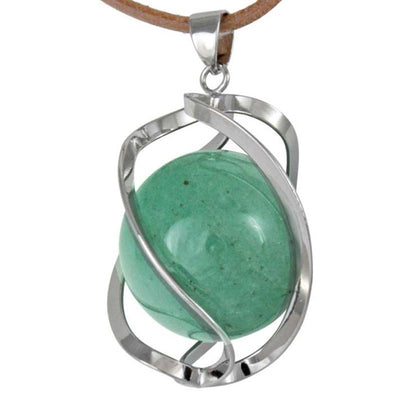 Spiral pendant with 20mm ball of green aventurine Brazil A
