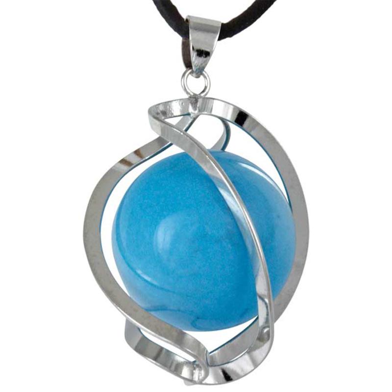 Pendentif spirale avec boule de 20mm de turquenite Chine A - La Boite à Cailloux