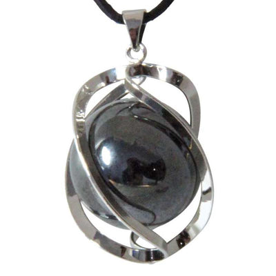 Pendentif spirale avec boule de 20mm d'hématite Brésil A