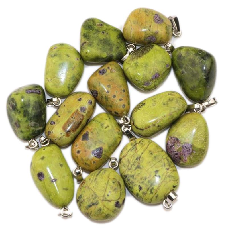 Pendentif stichtite dans serpentine Afrique du Sud A boucle argent 925 - La Boite à Cailloux