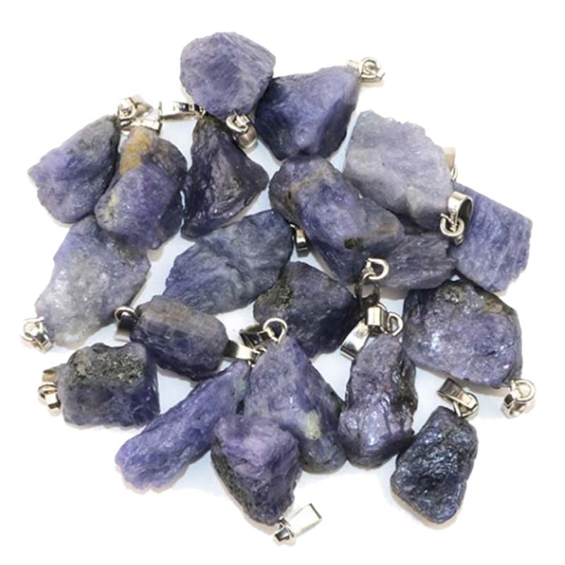 Pendentif tanzanite brute boucle argent 925 - La Boite à Cailloux
