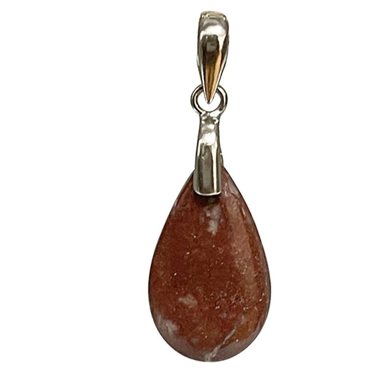 Pendentif thulite goutte argent 925 - La Boite à Cailloux