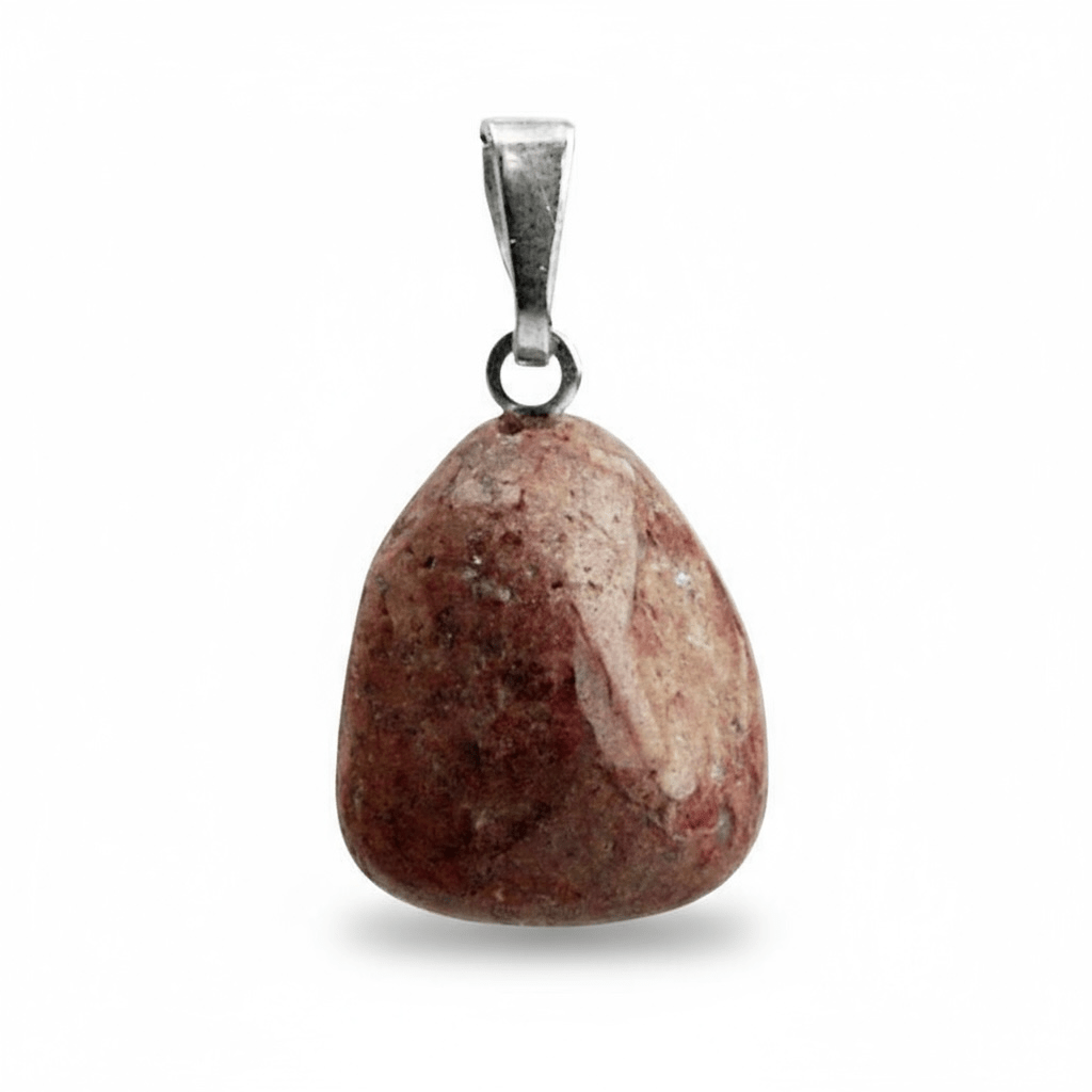 Pendentif thulite Norvège A pierre roulée boucle argent 925 - La Boite à Cailloux