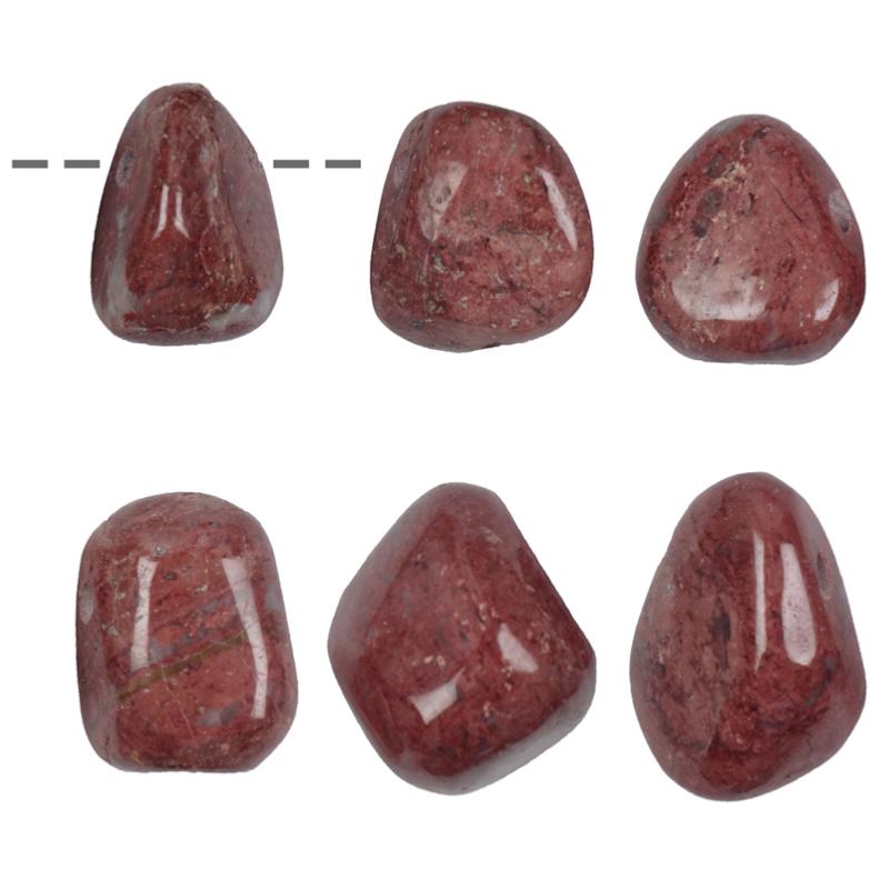 Pendentif thulite Norvège A (pierre trouée) + cordon - La Boite à Cailloux