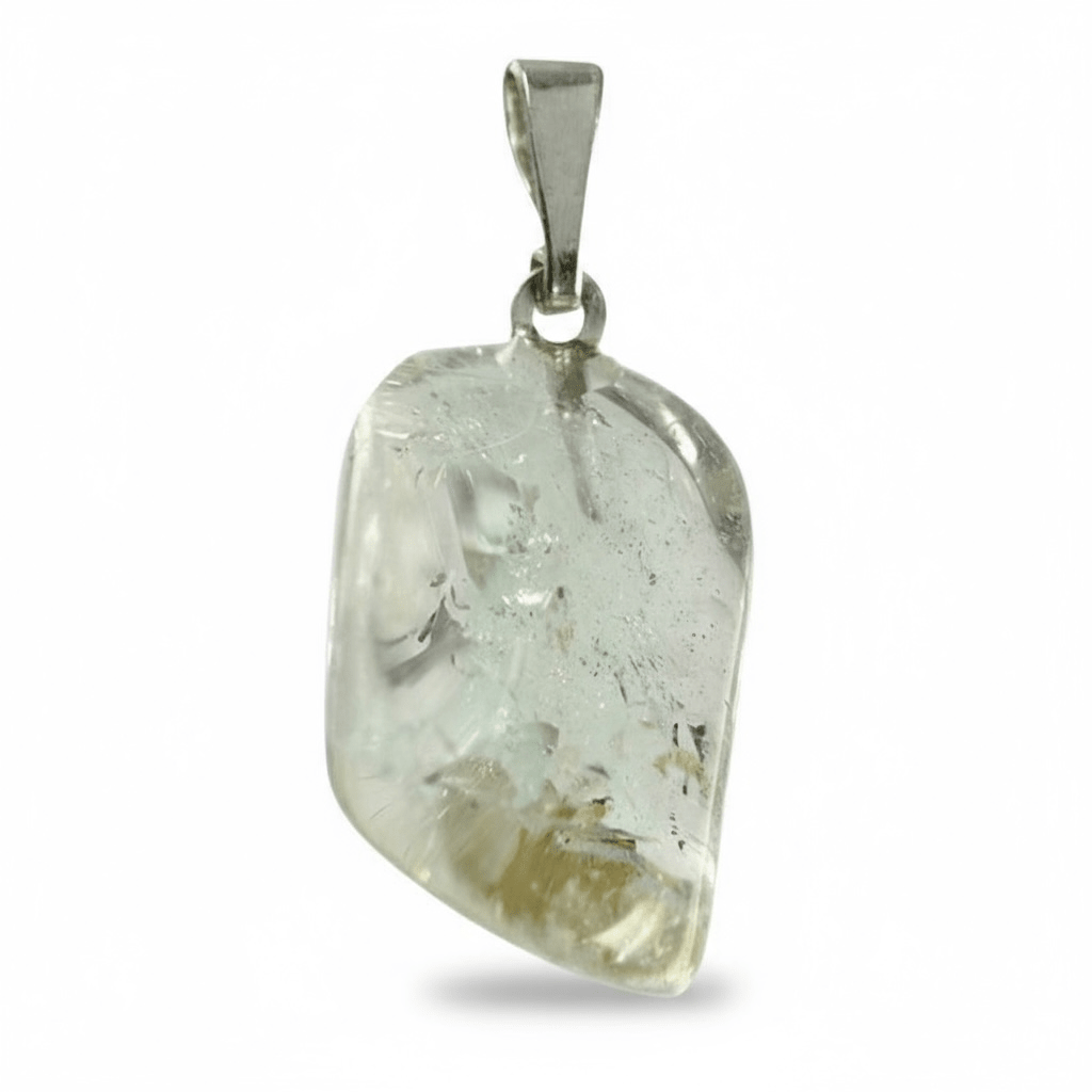 Pendentif topaze bleue Nigéria A pierre roulée boucle argent 925 - La Boite à Cailloux