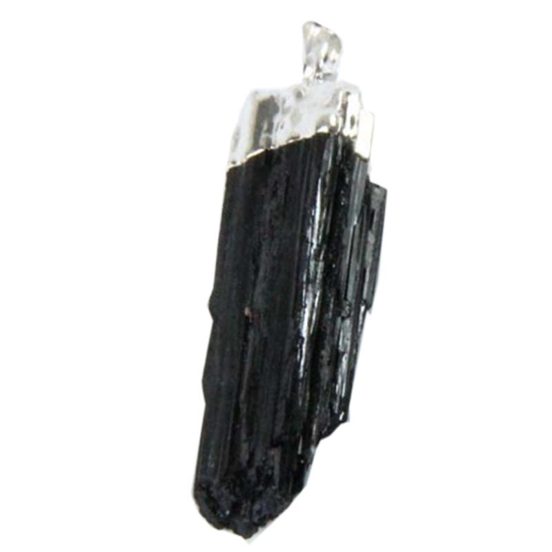 Pendentif tourmaline noire brute Brésil A acier inoxydable - La Boite à Cailloux