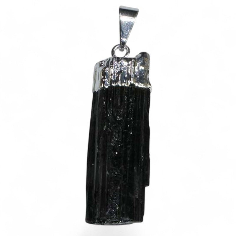 Pendentif tourmaline noire brute Brésil A acier inoxydable - La Boite à Cailloux