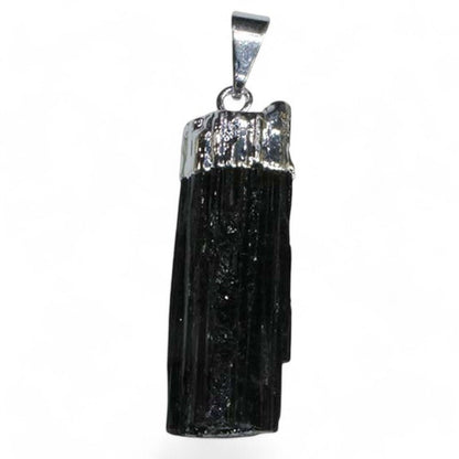 Pendentif tourmaline noire brute Brésil A acier inoxydable - La Boite à Cailloux