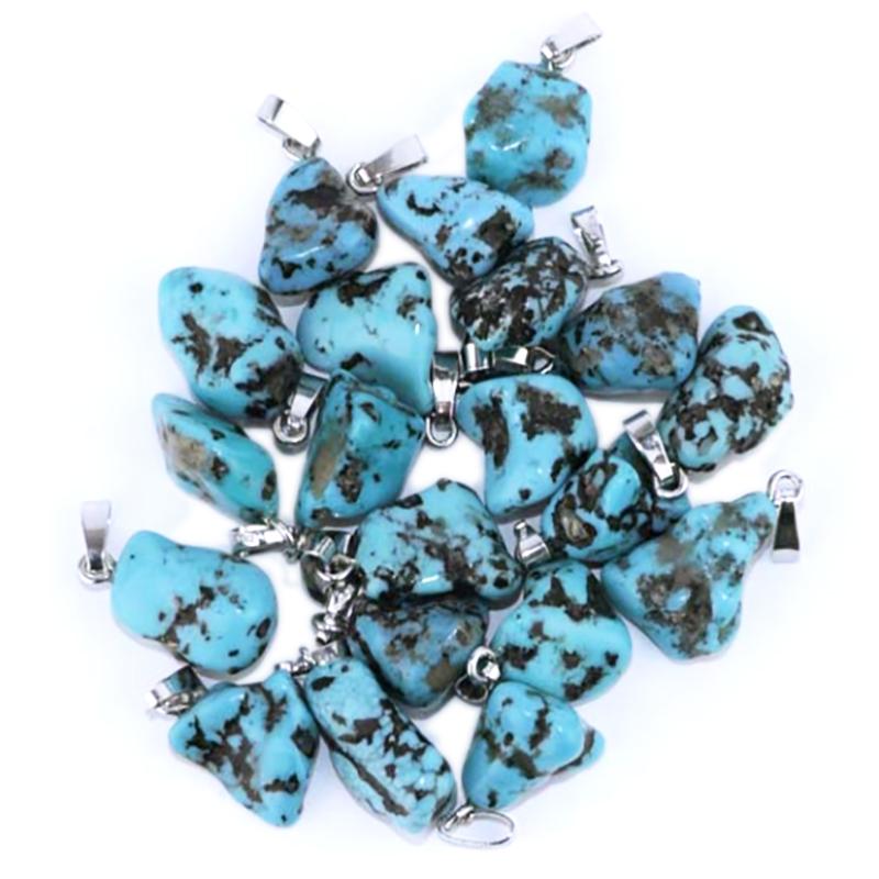 Pendentif turquoise Arizona A pierre roulée boucle argent 925 - La Boite à Cailloux