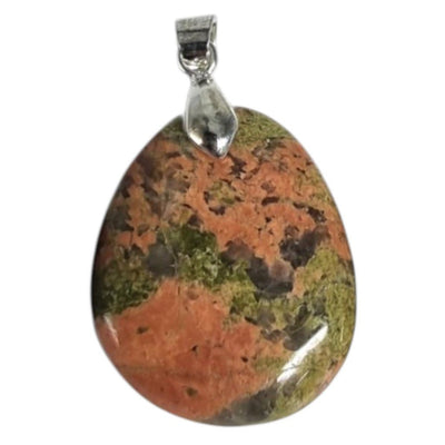 Pendentif unakite Afrique du Sud A (pierre plate)