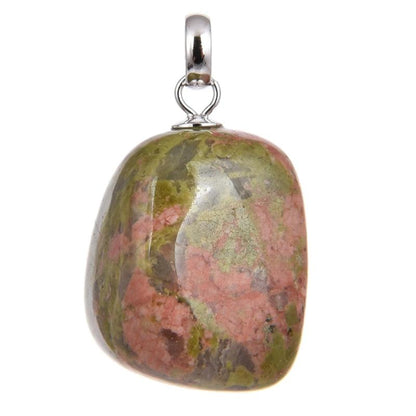 Pendentif unakite Afrique du Sud A pierre roulée boucle argent 925 - La Boite à Cailloux