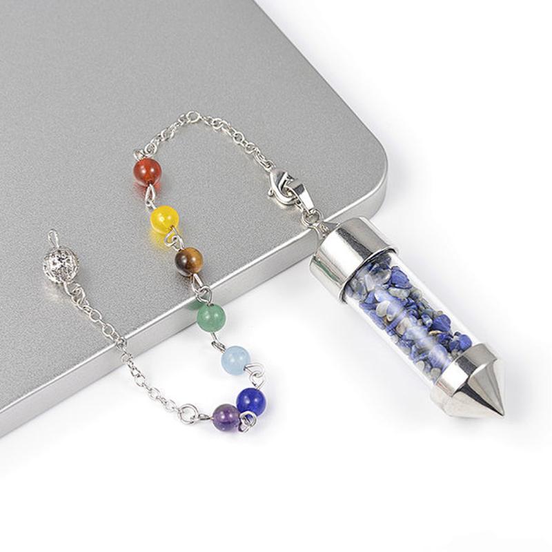 Pendule 7 chakras acier lapis lazuli Aghanistan - La Boite à Cailloux