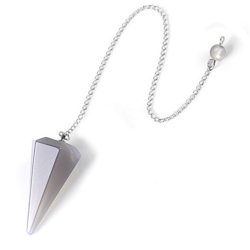 Pendule agate grise hexagonal 3 - 4cm - La Boite à Cailloux