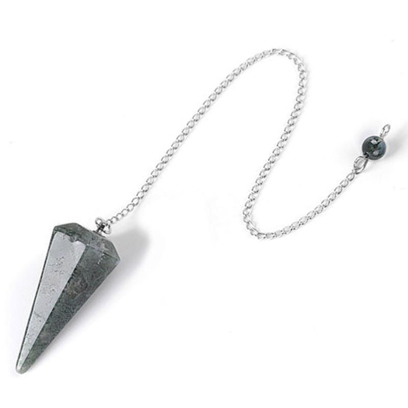 Pendule agate mousse hexagonal Brésil A - La Boite à Cailloux