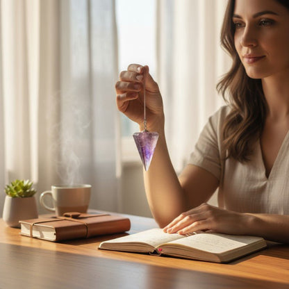 Pendule améthyste hexagonal Brésil A - La Boite à Cailloux