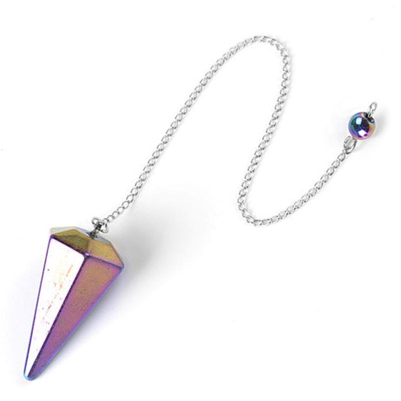 Pendule hématite arc en ciel hexagonal Chine A - La Boite à Cailloux