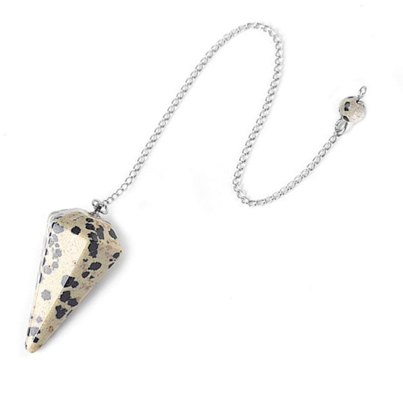 Pendule jaspe dalmatien hexagonal Mexique A - La Boite à Cailloux