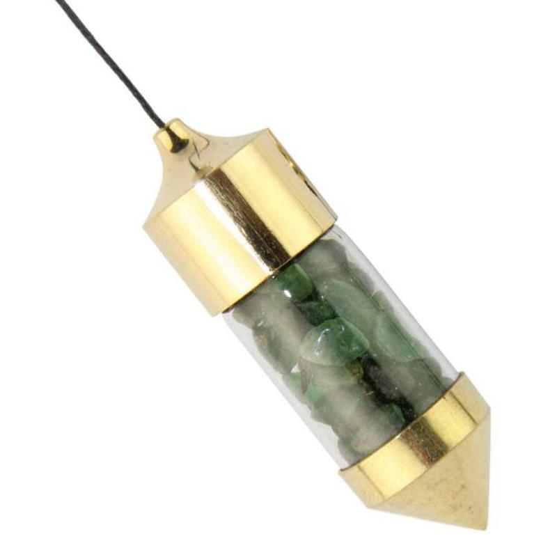 Pendule laiton aventurine verte Brésil A - La Boite à Cailloux