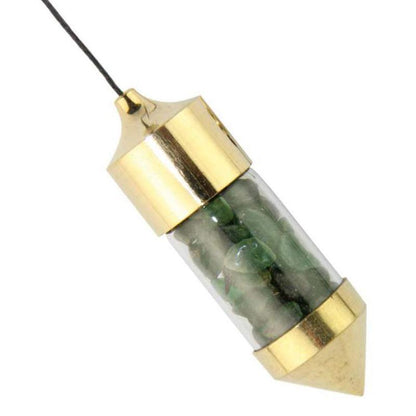 Pendule laiton aventurine verte Brésil A - La Boite à Cailloux