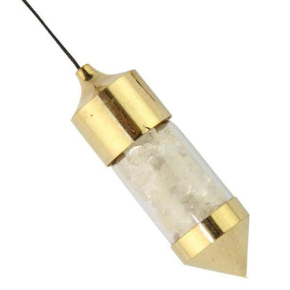 Pendule laiton cristal de roche Brésil A - La Boite à Cailloux