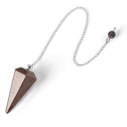 Pendule obsidienne acajou hexagonal Mexique A - La Boite à Cailloux
