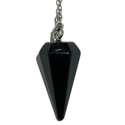 Pendule obsidienne noire hexagonal Mexique A - La Boite à Cailloux
