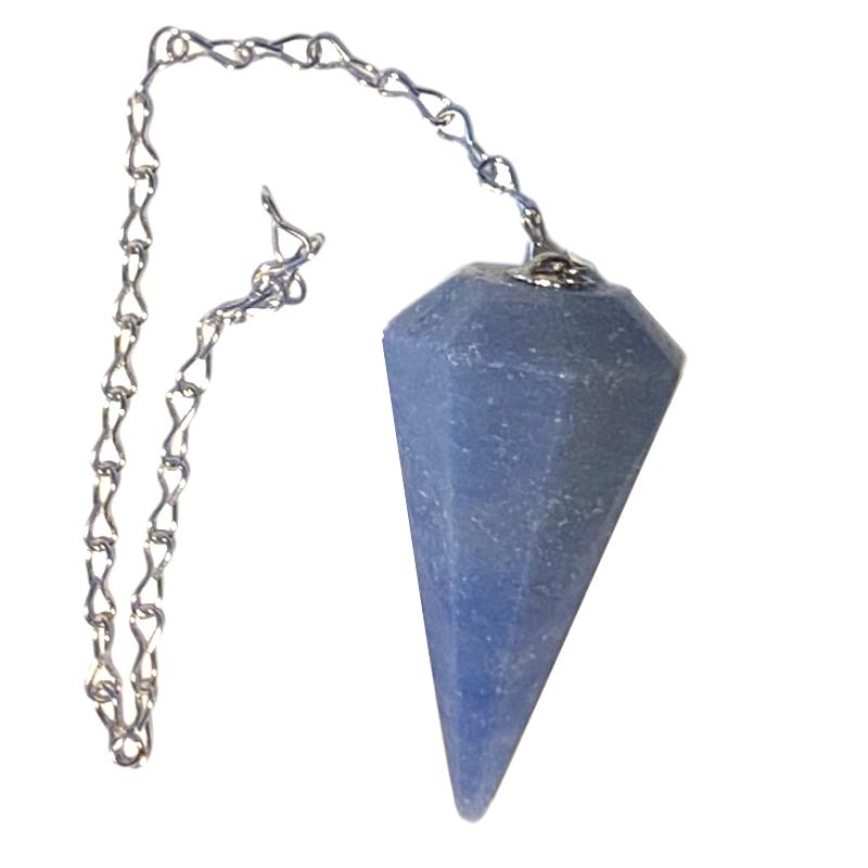 Pendule quartz bleu ou aventurine bleue hexagonal Brésil A - La Boite à Cailloux
