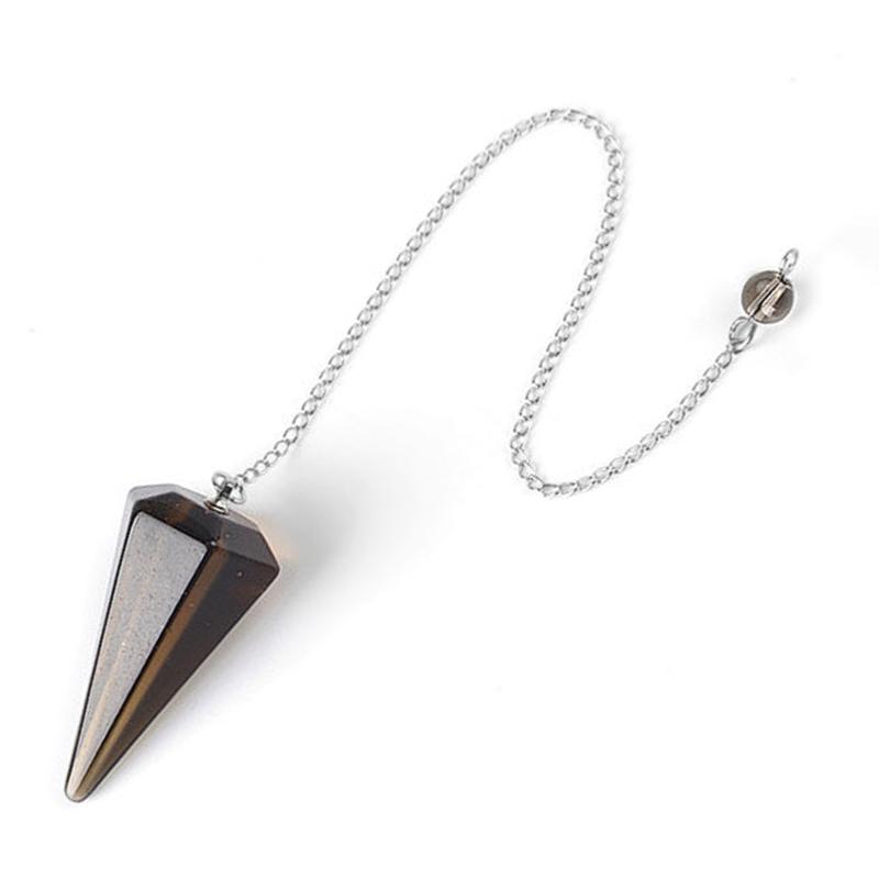 Pendule quartz fumé hexagonal Brésil A - La Boite à Cailloux