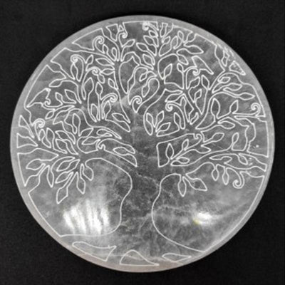 Selenite tree of life recharging plate - 100mm