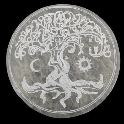 Selenite tree of life recharging plate - 100mm