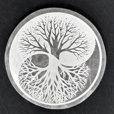 Selenite recharging plate tree of life Ying and Yang - 150mm