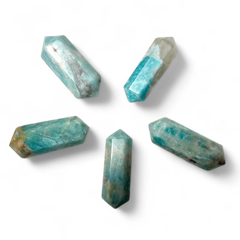 Pointe biterminée amazonite Brésil A - La Boite à Cailloux