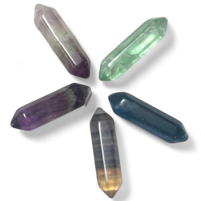Pointe biterminée fluorine multicolore Chine A - La Boite à Cailloux