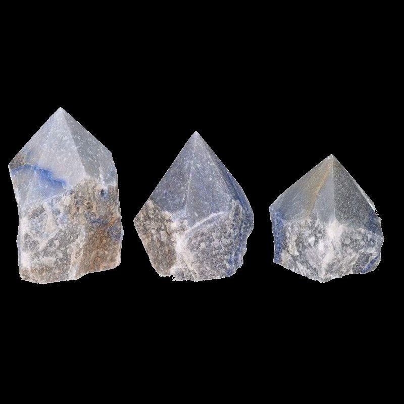 Pointe quartz bleu ou aventurine bleue Brésil semi polie A - La Boite à Cailloux