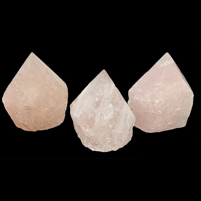 Pointe quartz rose Brésil semi polie A - La Boite à Cailloux