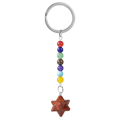 Llavero 7 chakras Merkaba Jaspe Rojo