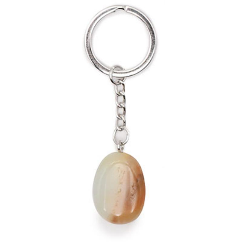 Porte clefs amazonite multicolore Brésil A pierre roulée - La Boite à Cailloux