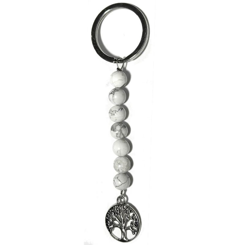 Porte clefs arbre de vie howlite Zimbabwe A - La Boite à Cailloux