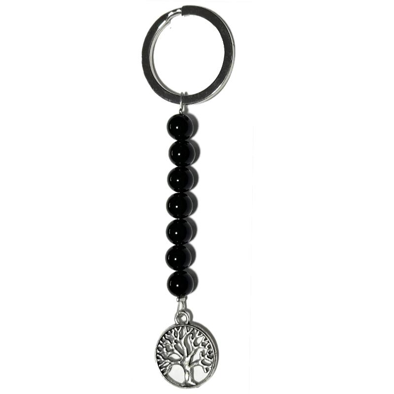 Porte clefs arbre de vie onyx Inde A - La Boite à Cailloux