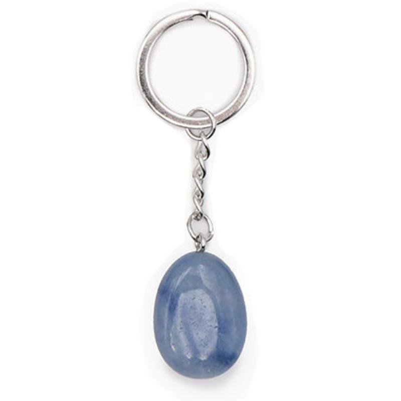 Porte clefs aventurine bleue ou quartz bleu Brésil A pierre roulée - La Boite à Cailloux