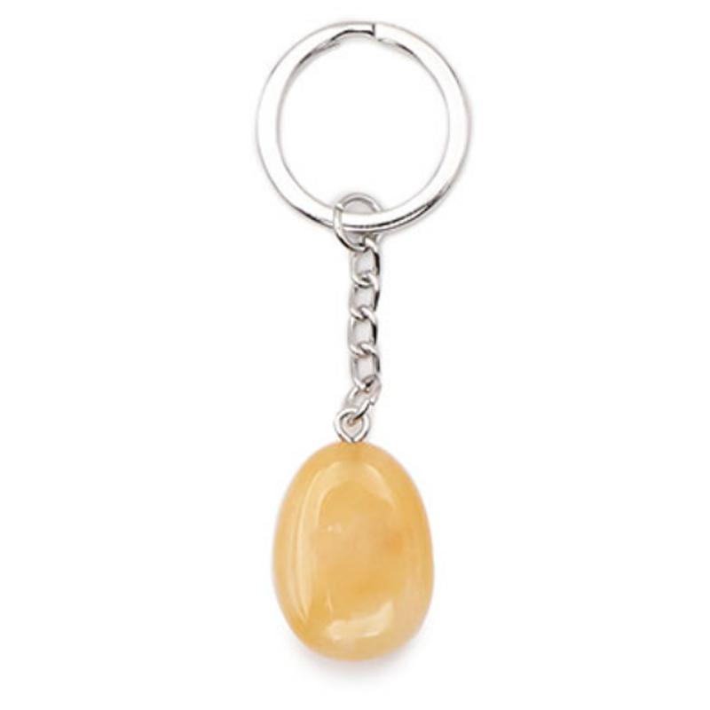 Porte clefs aventurine jaune Brésil A pierre roulée - La Boite à Cailloux