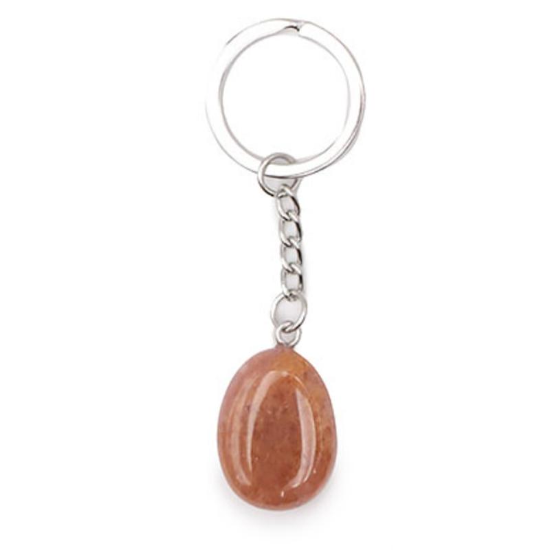 Porte clefs aventurine rouge Brésil A pierre roulée - La Boite à Cailloux