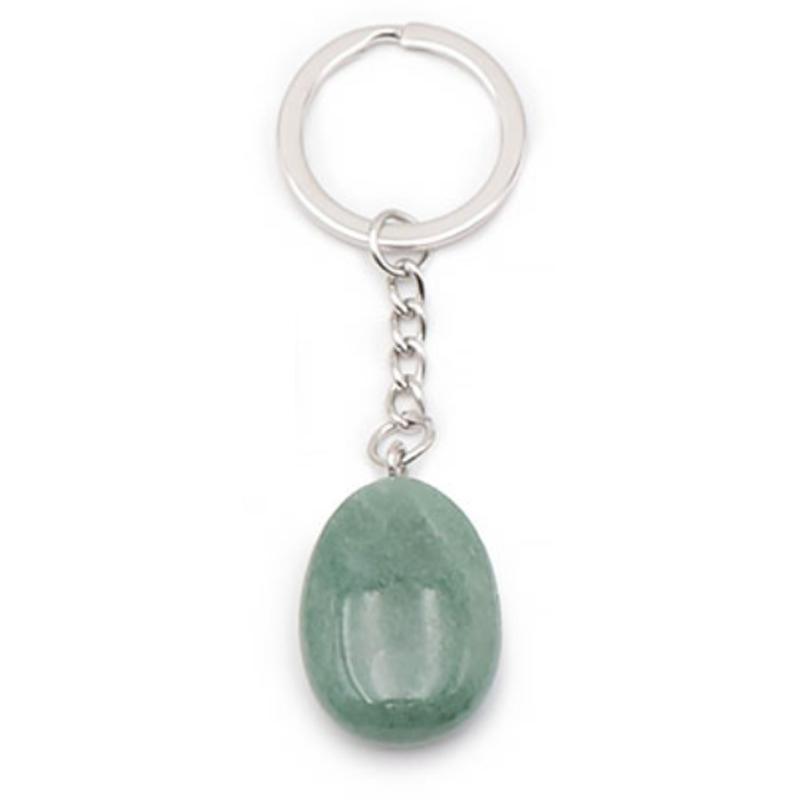 Porte clefs aventurine verte Brésil A pierre roulée - La Boite à Cailloux