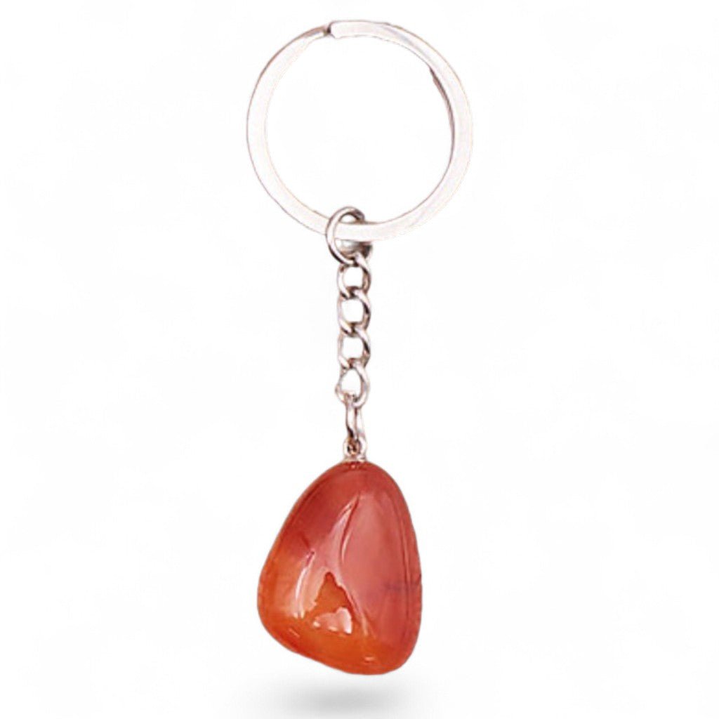 Porte clefs cornaline Brésil A pierre roulée - La Boite à Cailloux