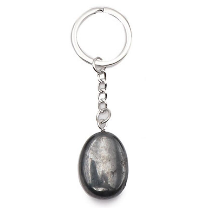 Porte clefs hématite Chine A pierre roulée - La Boite à Cailloux