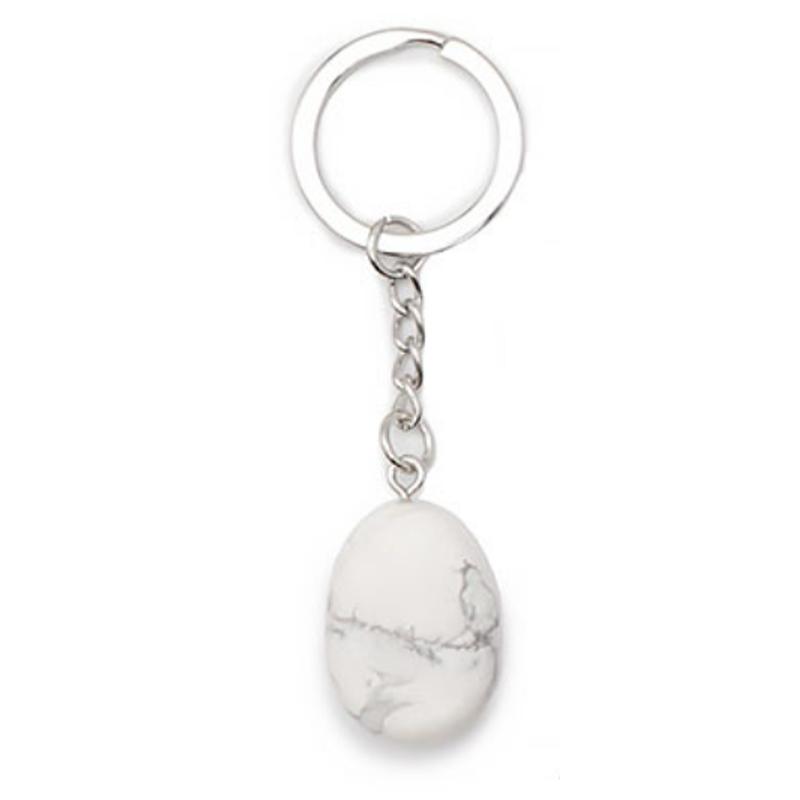 Porte clefs howlite Zimbabwe A pierre roulée - La Boite à Cailloux