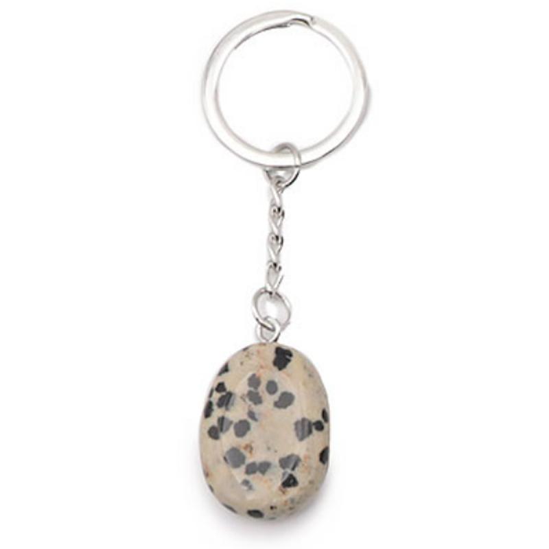 Porte clefs jaspe dalmatien Mexique A pierre roulée - La Boite à Cailloux